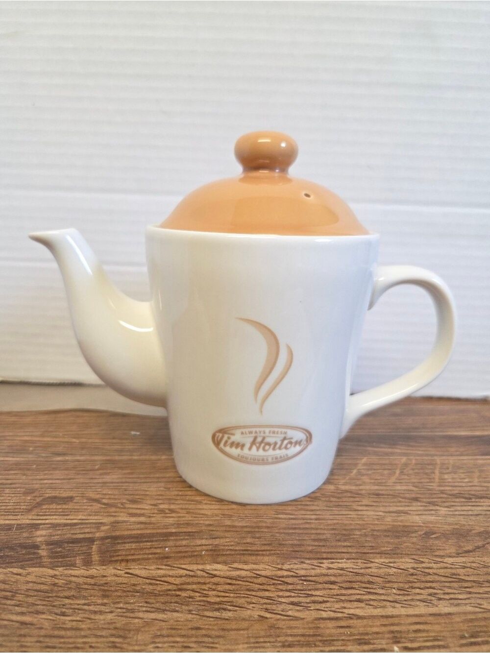 Vintage 90s Tim Hortons 16-Oz "Always Fresh" 2-Cup Ceramic Personal Teapot